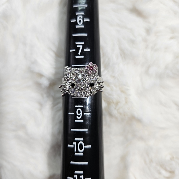 Hello Kitty - Silver Tone Adjustable Rhinestone Ring - Picture 6 of 12